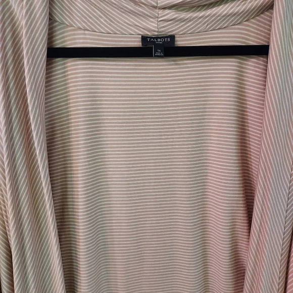 Talbots Cream & Tan Striped Open Cardigan Short Sleeves in Size 1X - Picture 3 of 11